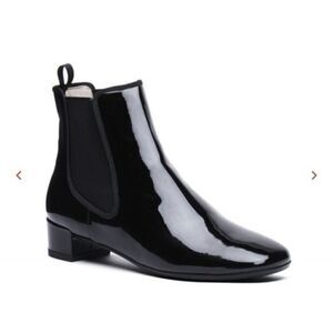 Frances Valentine Molly Patent Leather Square Toe Chelsea Boots Black Size 5.5 -